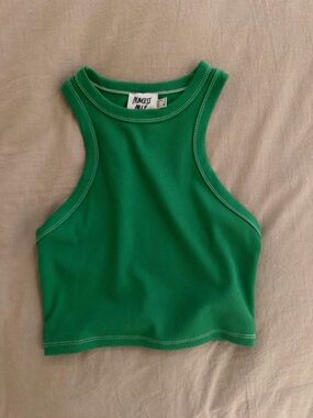 Princess Polly Bright Green Ribbed Racerback Crop Tank